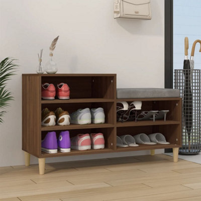 Berkfield Shoe Cabinet Brown Oak 102x36x60 cm Engineered Wood | DIY at B&Q