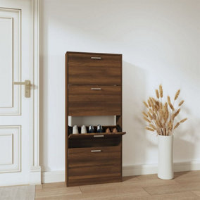 Berkfield Shoe Cabinet Brown Oak 59x17x150 cm Engineered Wood