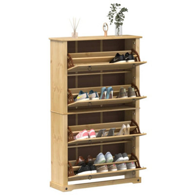 Berkfield Shoe Cabinet Corona 99x32x163.5 cm Solid Wood Pine