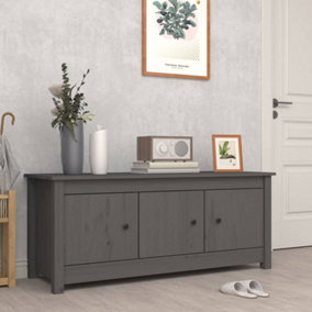 Berkfield Shoe Cabinet Grey 110x38x45.5 cm Solid Wood Pine