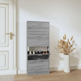 Berkfield Shoe Cabinet Grey Sonoma 59x17x150 cm Engineered Wood