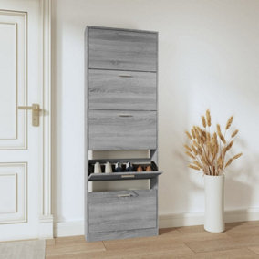 Berkfield Shoe Cabinet Grey Sonoma 59x17x169 cm Engineered Wood