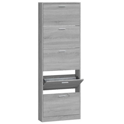 Berkfield Shoe Cabinet Grey Sonoma 59x17x169 cm Engineered Wood