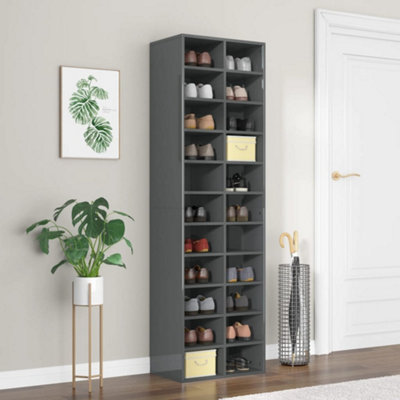 Berkfield Shoe Cabinet High Gloss Grey 54x34x183 cm Engineered Wood ...