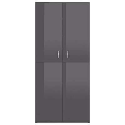 Berkfield Shoe Cabinet High Gloss Grey 80x39x178 cm Engineered Wood