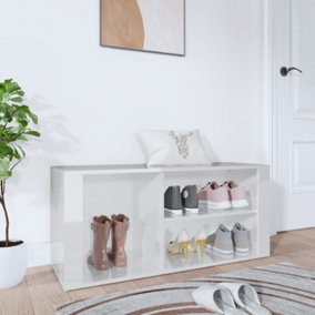 Berkfield Shoe Cabinet High Gloss White 100x35x45 cm Engineered Wood