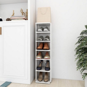 Berkfield Shoe Cabinet High Gloss White 27.5x27x102 cm Engineered Wood