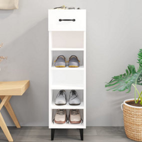 Berkfield Shoe Cabinet High Gloss White 30x35x105 cm Engineered Wood