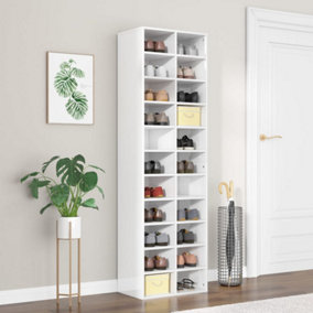 Berkfield Shoe Cabinet High Gloss White 54x34x183 cm Engineered Wood