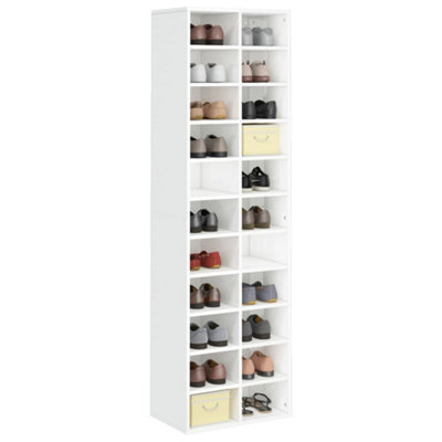 Berkfield Shoe Cabinet High Gloss White 54x34x183 cm Engineered Wood