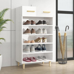 Berkfield Shoe Cabinet High Gloss White 60x35x105 cm Engineered Wood