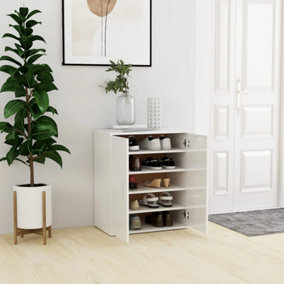 Berkfield Shoe Cabinet High Gloss White 60x35x70 cm Engineered Wood