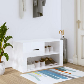 Berkfield Shoe Cabinet High Gloss White 80x35x45 cm Engineered Wood