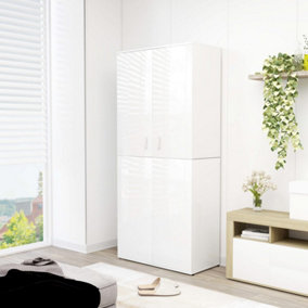 Berkfield Shoe Cabinet High Gloss White 80x39x178 cm Engineered Wood