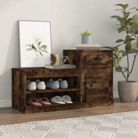 Berkfield Shoe Cabinet Smoked Oak 100x42x60 cm Engineered Wood