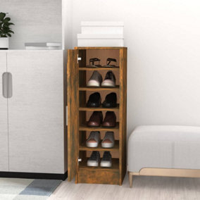 Berkfield Shoe Cabinet Smoked Oak 32x35x92 cm Engineered Wood