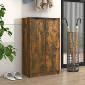 Berkfield Shoe Cabinet Smoked Oak 59x35x100 cm Engineered Wood