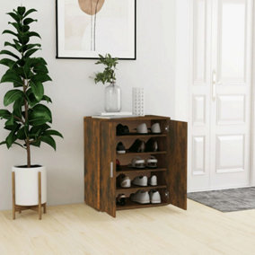 Berkfield Shoe Cabinet Smoked Oak 60x35x70 cm Engineered Wood