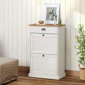 Berkfield Shoe Cabinet VIGO 60x35x96 cm White Solid Wood Pine