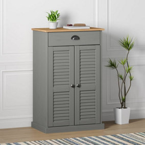 Berkfield Shoe Cabinet VIGO Grey 60x35x96 cm Solid Wood Pine