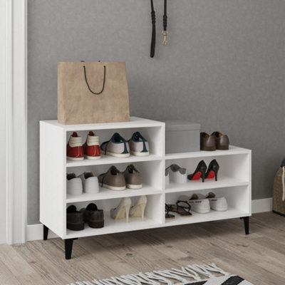 Berkfield Shoe Cabinet White 102x36x60 cm Engineered Wood | DIY at B&Q