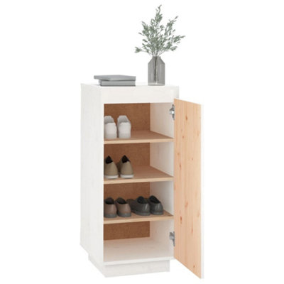 Berkfield Shoe Cabinet White 35x35x80 cm Solid Wood Pine