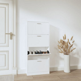 Berkfield Shoe Cabinet White 59x17x150 cm Engineered Wood