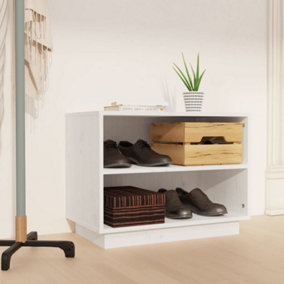 Berkfield Shoe Cabinet White 60x34x45 cm Solid Wood Pine