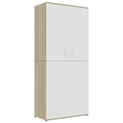 Berkfield Shoe Cabinet White and Sonoma Oak 80x39x178 cm Engineered Wood