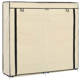 Berkfield Shoe Cabinet with Cover Cream 115x28x110 cm Fabric