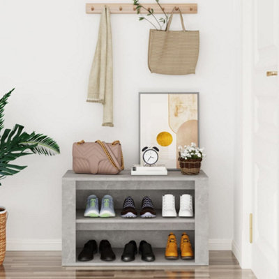 Berkfield Shoe Rack Concrete Grey 75x35x45 cm Engineered Wood