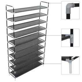 Berkfield Shoe Rack with 10 Shelves Metal and Non-woven Fabric Black
