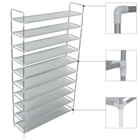 Berkfield Shoe Rack with 10 Shelves Metal and Non-woven Fabric Silver