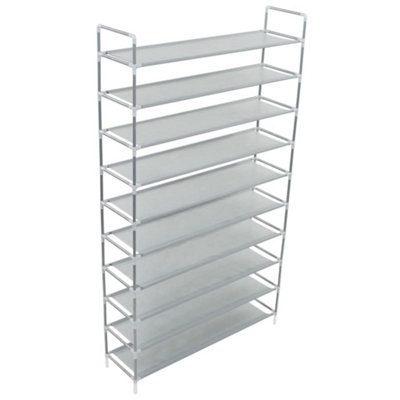 Berkfield Shoe Rack with 10 Shelves Metal and Non-woven Fabric Silver