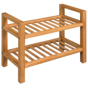 Berkfield Shoe Rack with 2 Shelves 50x27x40 cm Solid Oak Wood