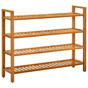 Berkfield Shoe Rack with 4 Shelves 100x27x80 cm Solid Oak Wood
