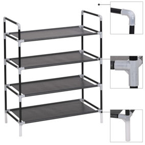 Berkfield Shoe Rack with 4 Shelves Metal and Non-woven Fabric Black