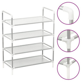 Berkfield Shoe Rack with 4 Shelves Metal and Non-woven Fabric Silver