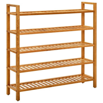 Berkfield Shoe Rack with 5 Shelves 100x27x100 cm Solid Oak Wood