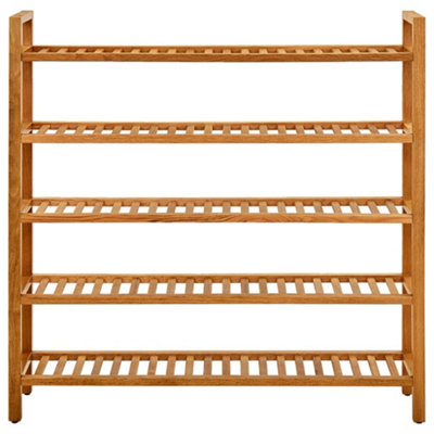 Berkfield Shoe Rack with 5 Shelves 100x27x100 cm Solid Oak Wood