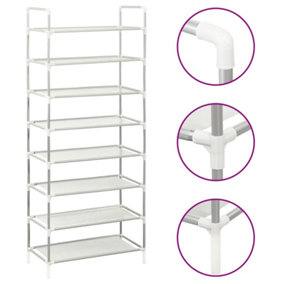Berkfield Shoe Rack with 8 Shelves Metal and Non-woven Fabric Silver