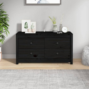 Berkfield Side Cabinet Black 100x40x54 cm Solid Wood Pine