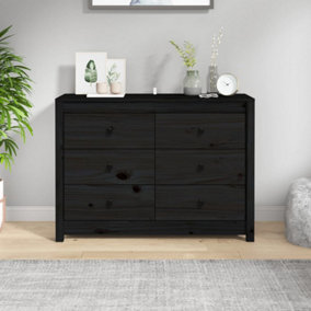 Berkfield Side Cabinet Black 100x40x72 cm Solid Wood Pine