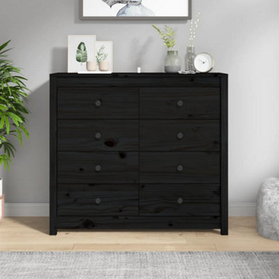 Berkfield Side Cabinet Black 100x40x90 cm Solid Wood Pine