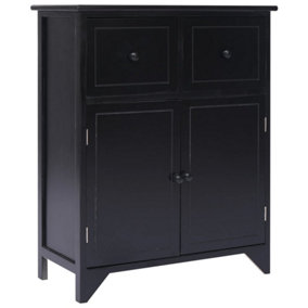 Berkfield Side Cabinet Black 60x30x75 cm Paulownia Wood