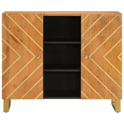 Berkfield Side Cabinet Brown and Black 90x33.5x75 cm Solid Wood Mango