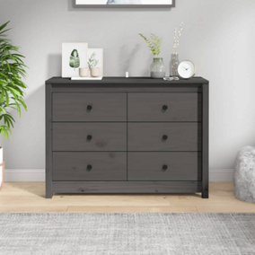 Berkfield Side Cabinet Grey 100x40x72 cm Solid Wood Pine