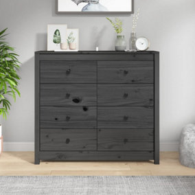 Berkfield Side Cabinet Grey 100x40x90 cm Solid Wood Pine