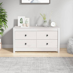 Berkfield Side Cabinet White 100x40x54 cm Solid Wood Pine
