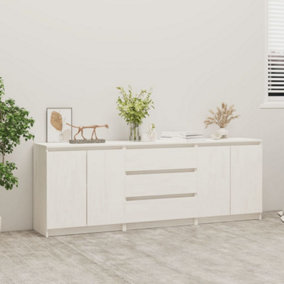 Berkfield Side Cabinet White 180x36x65 cm Solid Pinewood
